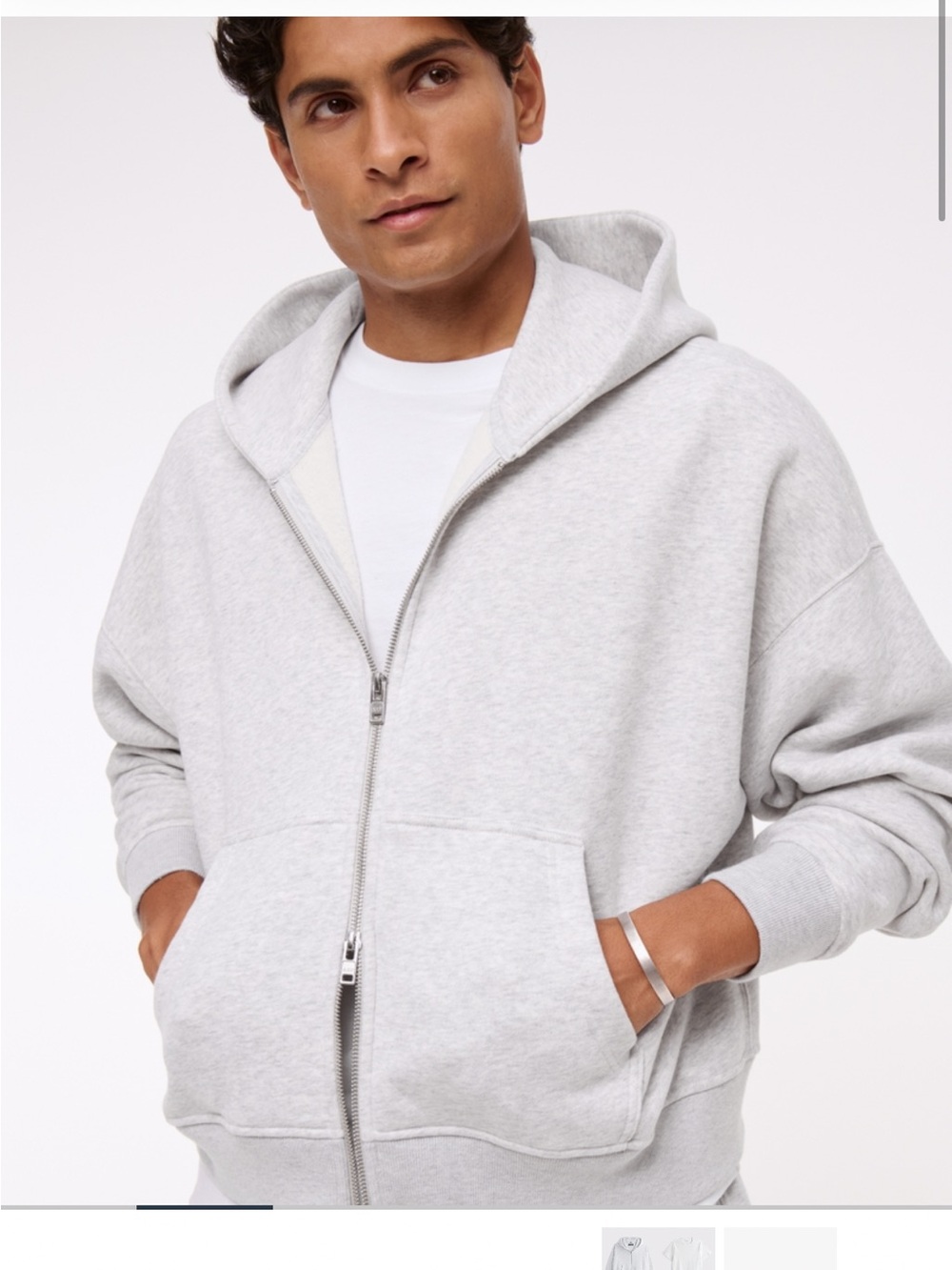 Abercrombie and Fitch Light Gray Zip-Up Hoodie XL